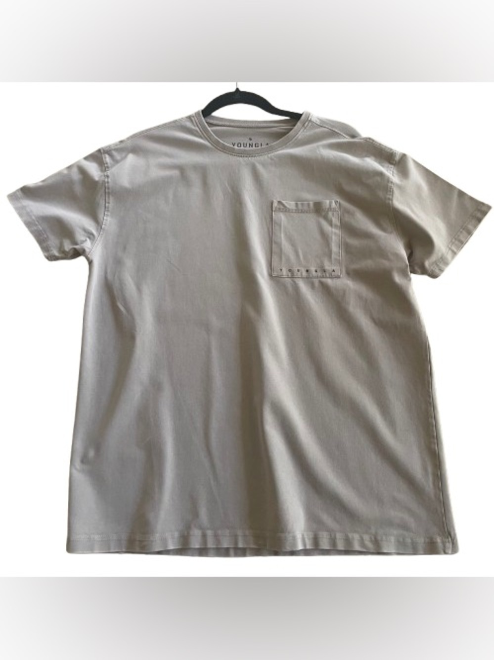 YoungLA Men's Crewneck Pocket Tee in Light Tan